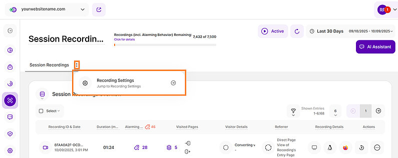 Manage Your Session Recordings Settings